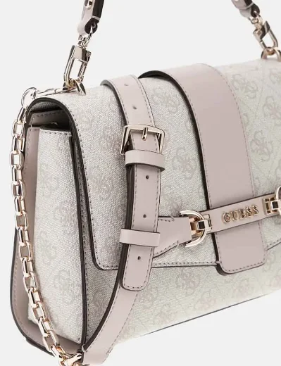 Guess Nolana Top Handle 4G Logo Mini HandBag | Dove White