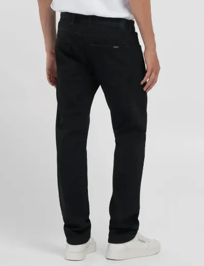 Replay Straight Fit Satin Trousers | Nearly Black