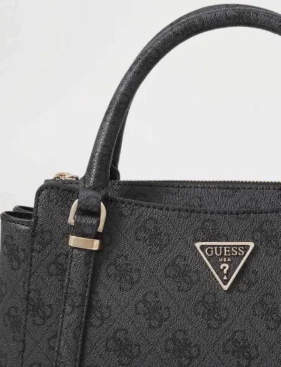 Guess Eco Erica 2 4G Logo Medium Handbag | Coal