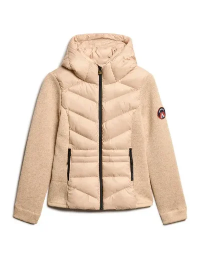 Superdry Hooded Storm Knit Hybrid Jacket | Frappe Beige