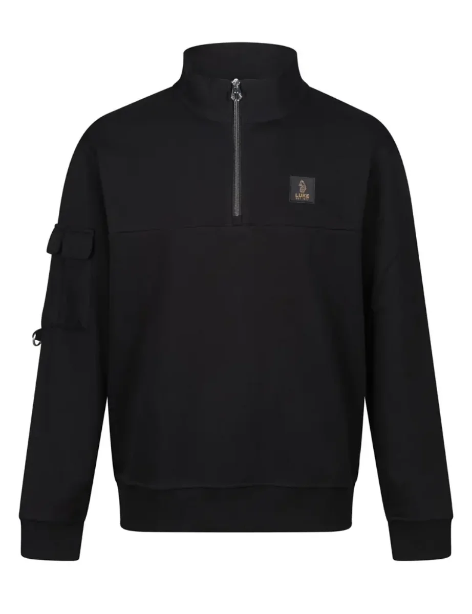 Luke Est 1977 Davao Half Zip Sweatshirt | Black