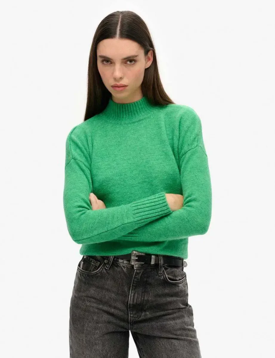 Superdry Essential Mock Neck Jumper | Green