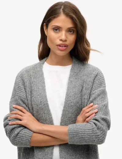 Superdry Womens Essential Supersoft Cardigan | Charcoal Marl