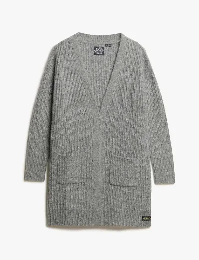 Superdry Womens Essential Supersoft Cardigan | Charcoal Marl