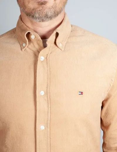 Tommy Hilfiger Solid Corduroy Regular Fit Shirt | Sand