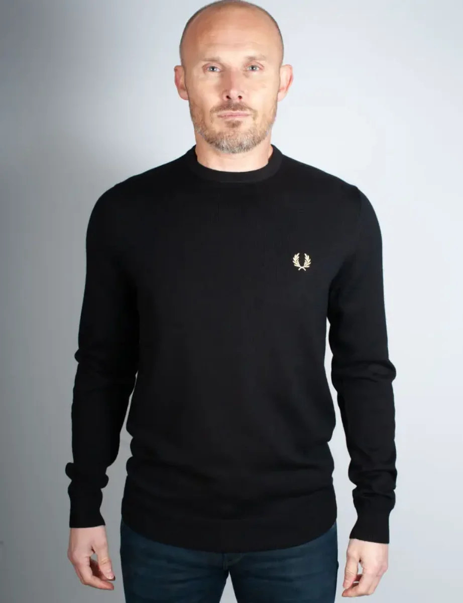 Fred Perry Classic Crew Neck Knitted Jumper | Black