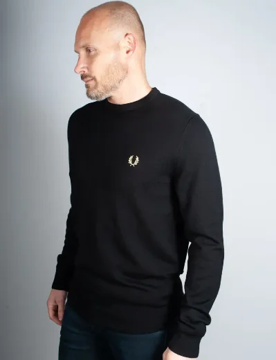 Fred Perry Classic Crew Neck Knitted Jumper | Black