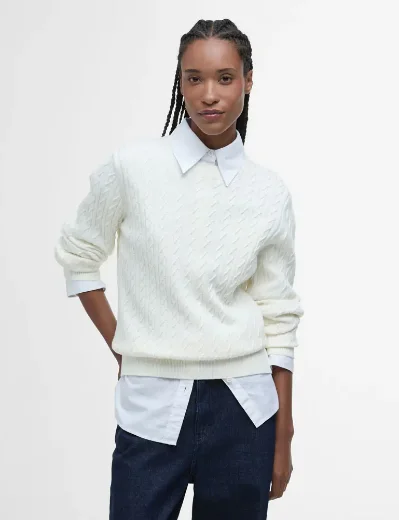 Barbour Hartland Crew Knitted Jumper | Cloud