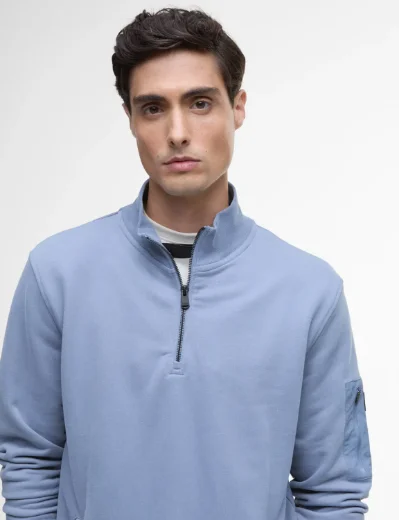 Barbour International Ewan Half Zip Funnel Neck | Washed Blue