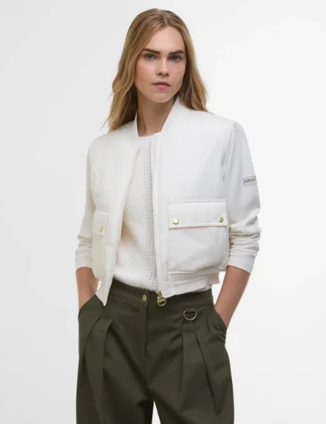 Women's Barbour International Emerson Quilted Sweat | Neutral Women's Barbour International Emerson Quilted Sweat | Neutral