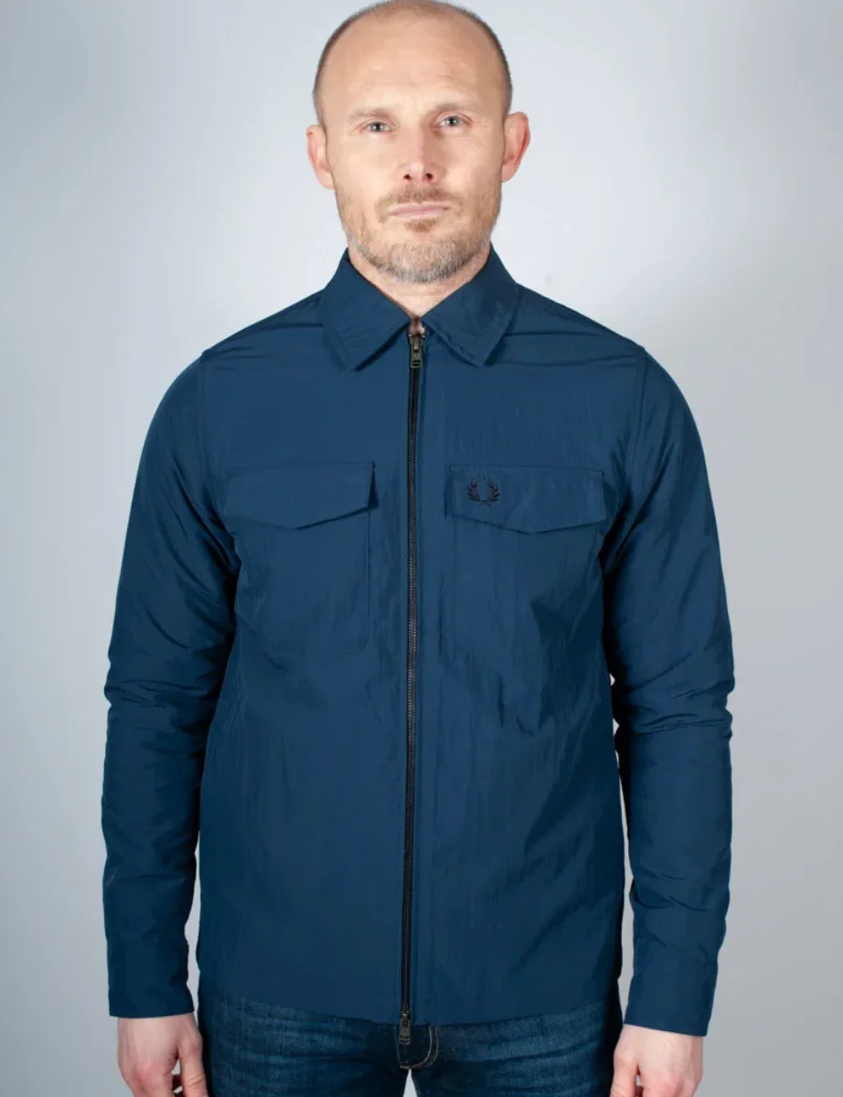 Fred Perry Zip Through Overshirt | Tennis Blue