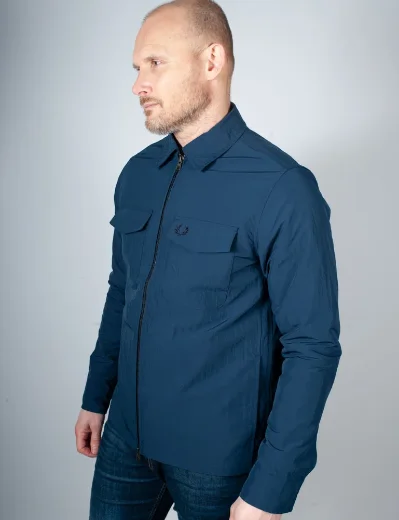 Fred Perry Zip Through Overshirt | Tennis Blue