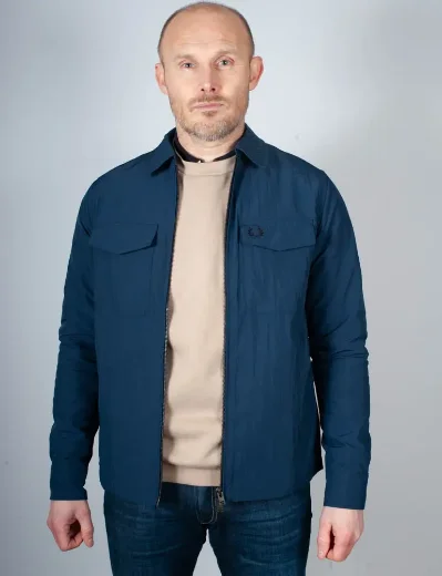 Fred Perry Zip Through Overshirt | Tennis Blue