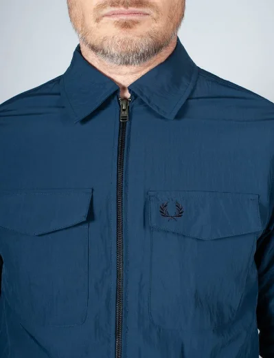 Fred Perry Zip Through Overshirt | Tennis Blue