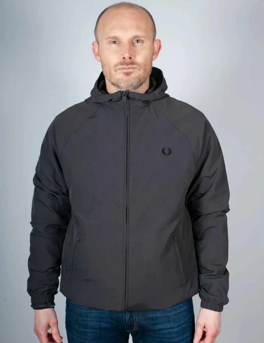 Fred Perry Taslan Hooded Shell Jacket | Anchor Grey