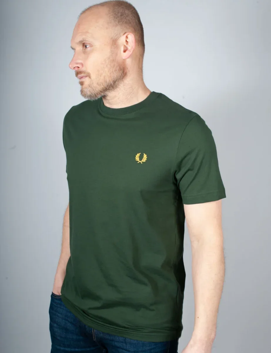 Fred Perry Plain Crew Neck T-Shirt | Court Green