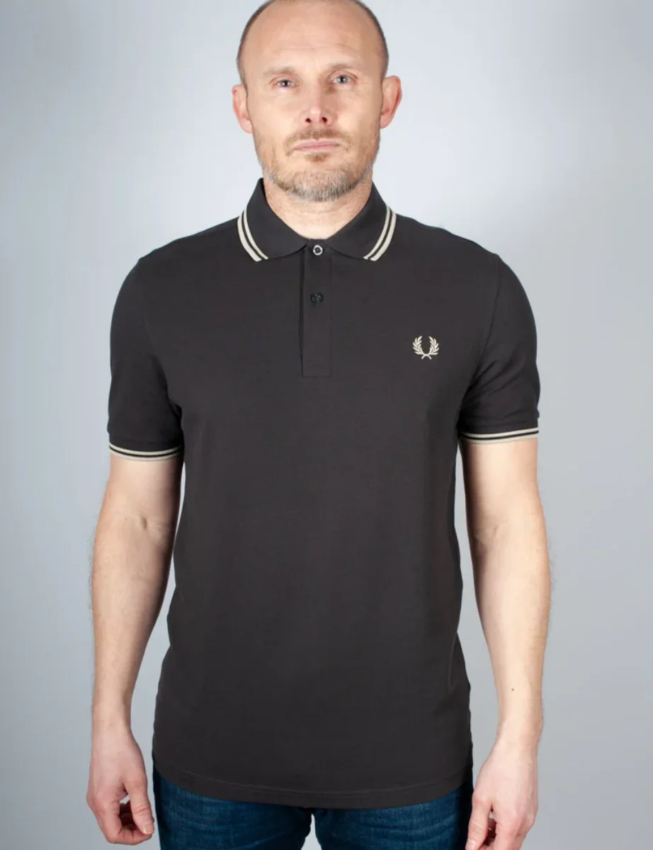 Fred Perry Twin Tipped Polo | Anchor Grey/Oatmeal