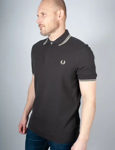 Fred Perry Twin Tipped Polo | Anchor Grey/Oatmeal