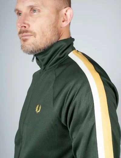 Fred Perry Two Colour Tape Track Jacket | Court Green