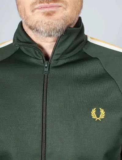 Fred Perry Two Colour Tape Track Jacket | Court Green