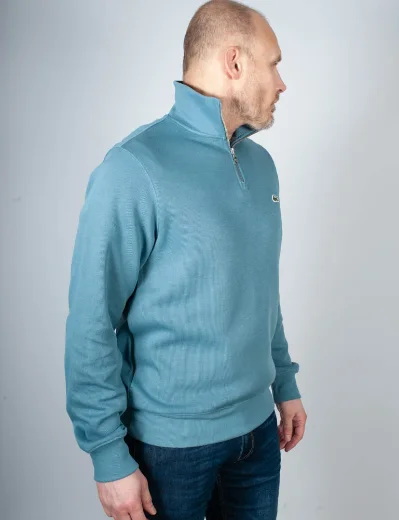 Lacoste Zip-Up High Neck Interlock Sweatshirt | Blue