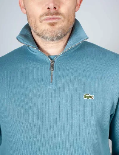 Lacoste Zip-Up High Neck Interlock Sweatshirt | Blue