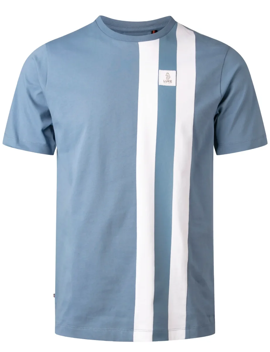 Luke Edale T-shirt | Denim Blue/White