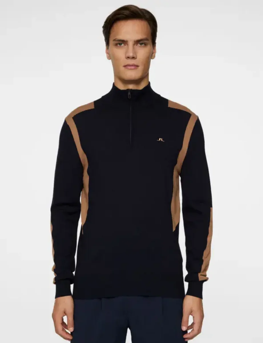 J.Lindeberg Kendrick Knitted Quarter Zip Sweater | Tiger Eye