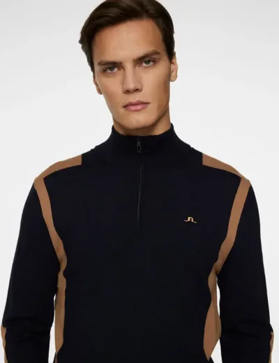 J.Lindeberg Kendrick Knitted Quarter Zip Sweater | Tiger Eye