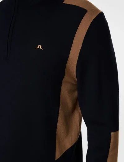 J.Lindeberg Kendrick Knitted Quarter Zip Sweater | Tiger Eye