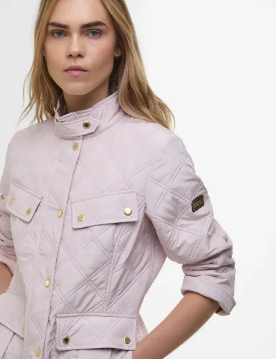 Barbour International Halsey Quilted Jacket | Crystal Pink/Moss