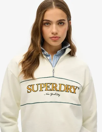 Superdry Country Club Loose Half Zip | Off White