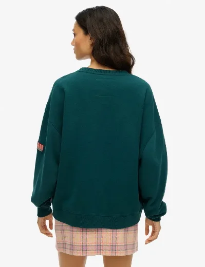 Superdry Athletic Oversized Crew Neck Sweater | Dark Pine Green