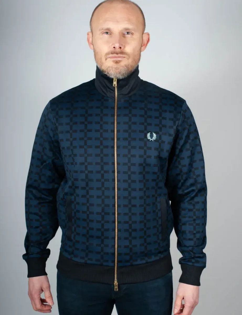 Fred Perry Geometric Jacquard Track Jacket | Navy