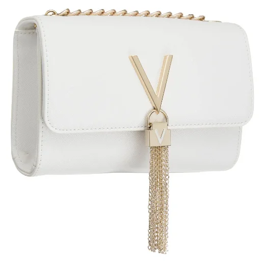 Valentino DIVINA Chain Strap Crossbody Flap Bag | White / Gold