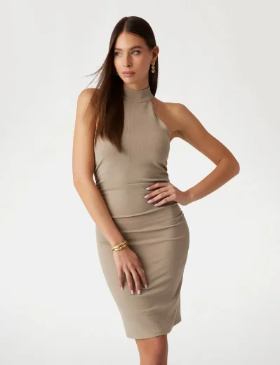 Guess Womens Bodycon Midi Dress | Beige