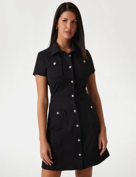 Guess Elora A-Line Mini Dress | Black Guess Elora A-Line Mini Dress | Black