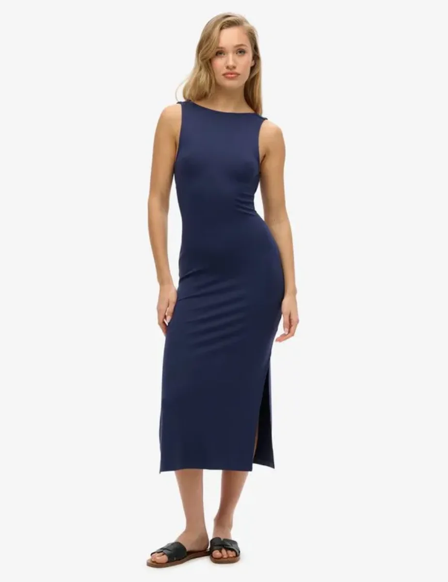 Superdry Jersey Twist Back Midi Dress | Atlantic Navy