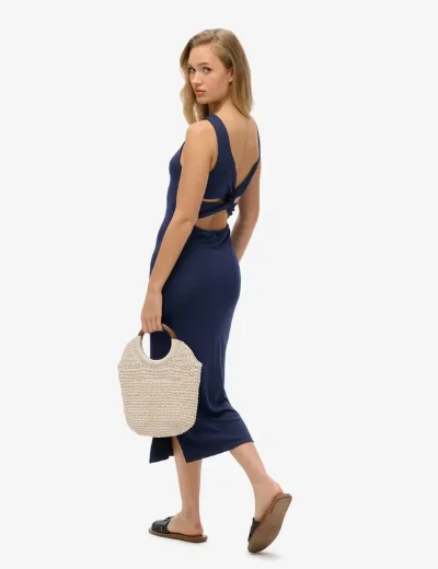 Superdry Jersey Twist Back Midi Dress | Atlantic Navy