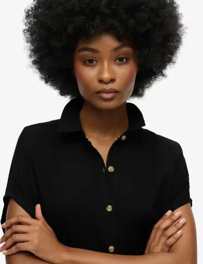 Superdry Oversized Midi Shirt Dress | Black