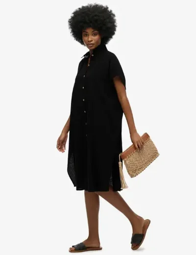 Superdry Oversized Midi Shirt Dress | Black