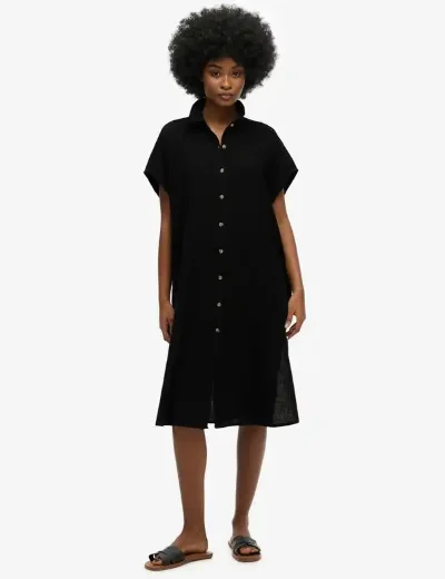 Superdry Oversized Midi Shirt Dress | Black