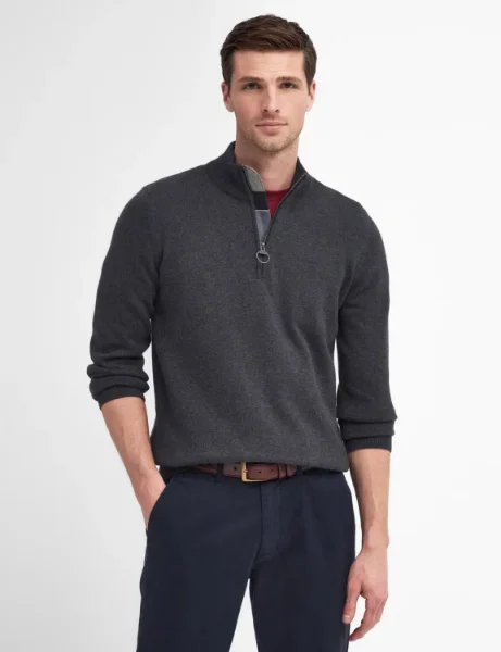 Barbour Cotton Half Zip Knit | Charcoal Barbour Cotton Half Zip Knit | Charcoal