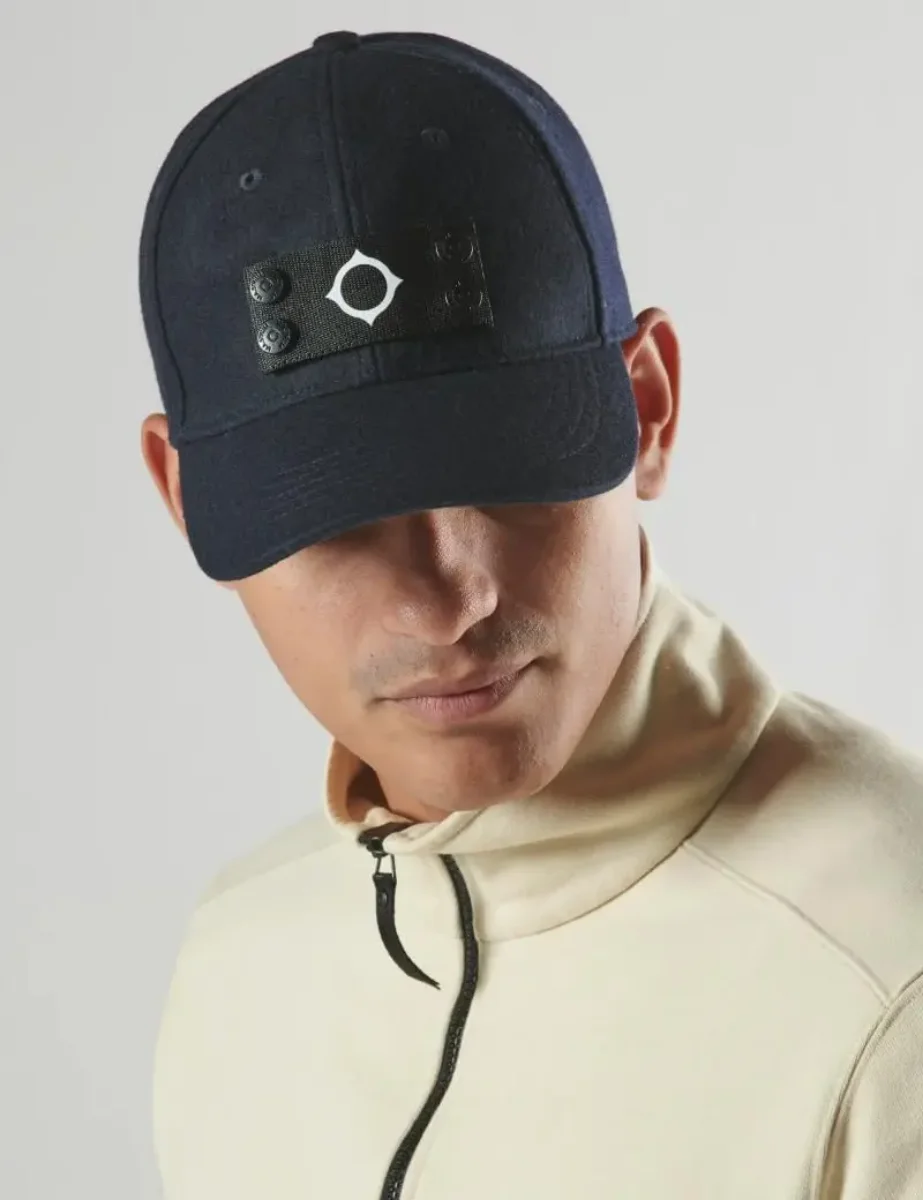 Ma.Strum Wool Badge Cap | Ink Navy