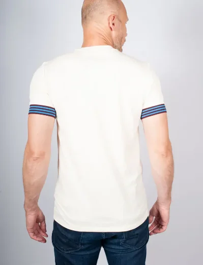 Fred Perry Striped Cuff Pique T-Shirt | Ecru