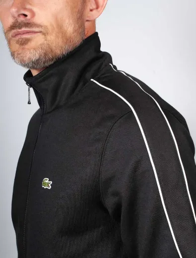 Lacoste Paris Piqué Zip Front Track Jacket | Black