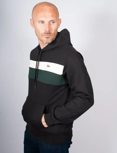 Lacoste Colour-Block Fleece Hoodie | Black