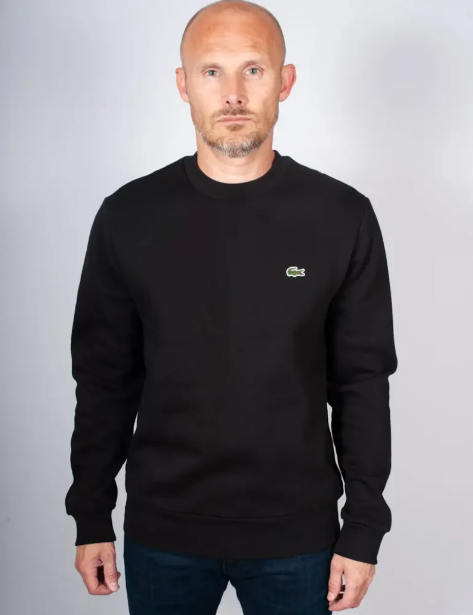 Men's Lacoste Fleece Crew Neck Sweatshirt | Black