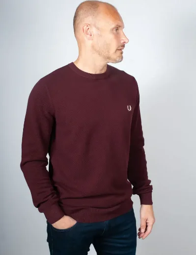 Fred Perry Pique Stitch Jumper | Oxblood