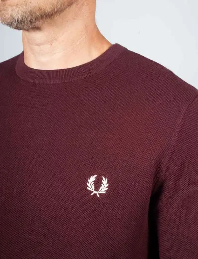 Fred Perry Pique Stitch Jumper | Oxblood